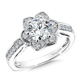 Floral Shape Halo Diamond Engagement Ring